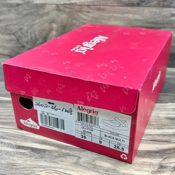 NIB Alegria by PG Lite 39 9 Olivia Comfort Mary Jane Flats Shoes Black Multi - Picture 10 of 10